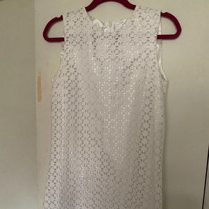 C J Laing White Lace Shift Dress Lined Size S